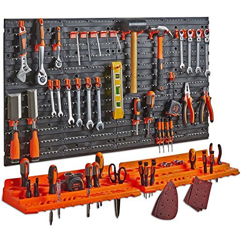 VonHaus Garage Tool Storage with Shelf & Pegboard For Multiple Tools, Garden Tool Rack for Easy Access to 50+ Tools and Accessories, Tool Board For All You Need For Gardening & DIY - FoxMart™️ - VonHaus